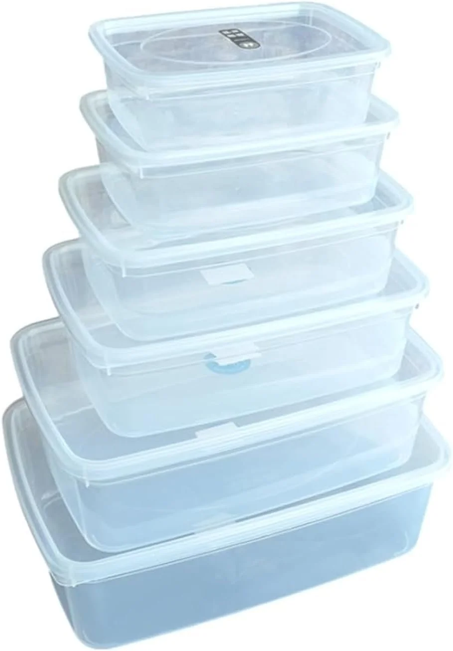 【6 PIECE SET】 Food storage container with lid, 10,8,5,3.5,2.5,1 - Liter, stackable square storage set, BPA free, suitable for microwave and dishwasher plastic leak proof kitchen storage freezer