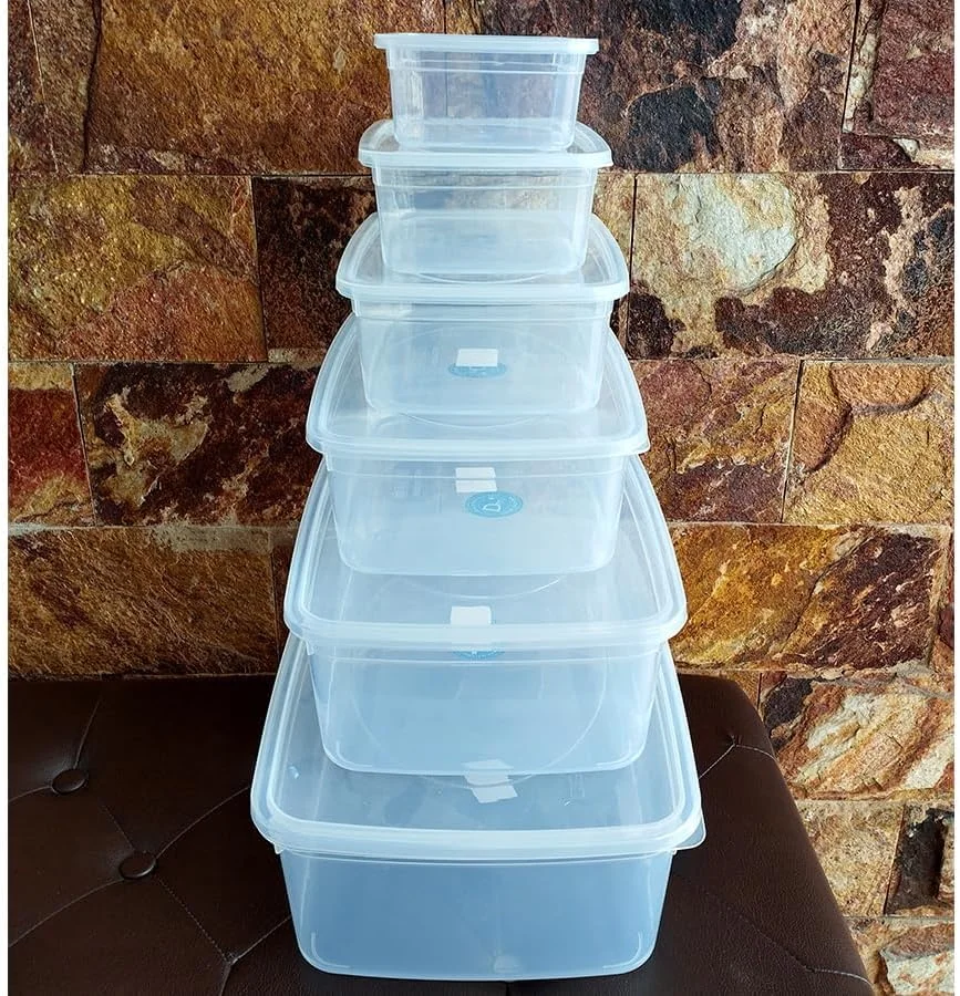 【6 PIECE SET】 Food storage container with lid, 10,8,5,3.5,2.5,1 - Liter, stackable square storage set, BPA free, suitable for microwave and dishwasher plastic leak proof kitchen storage freezer 【6 PIECE SET】 Food storage container with lid, 10,8,5,3.5,2.5,1 - Liter, stackable square storage set, BPA free, suitable for microwave and dishwasher plastic leak proof kitchen storage freezer