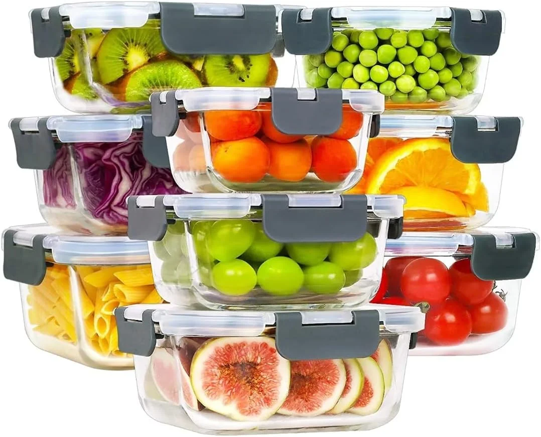 ست ظروف شیشه ای 4 تکه PICCASIO – نگهداری مواد غذایی با درب های قفل دار، مناسب برای مایکروویو، فر، فریزر و ماشین ظرفشویی