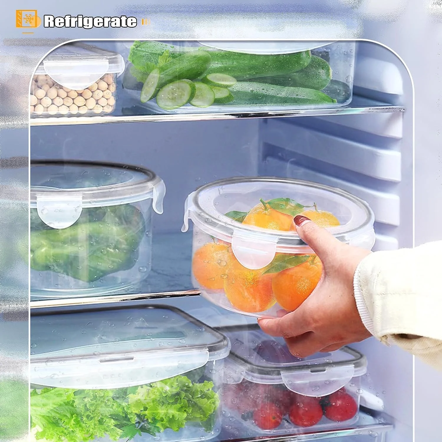 ظروف نگهداری غذای 40 تکه Piccasio با درب های محکم - ایده آل برای ناهار، سازماندهی انبار و آشپزخانه - ظروف شیشه ای قابل چیدن و ضد نشت برای نگهداری در فریزر