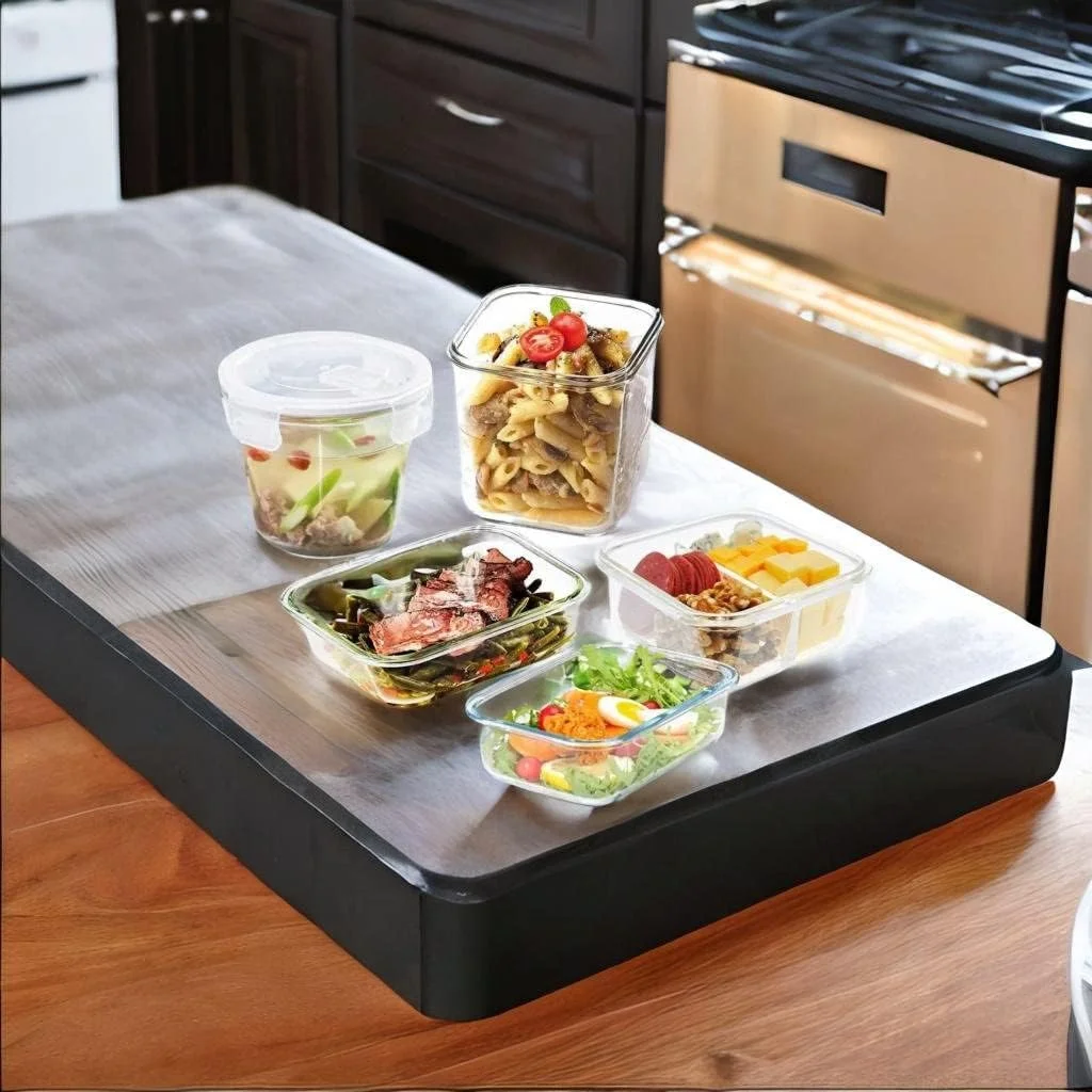 ظروف آماده سازی غذا شیشه ای PESCADOR با درب های محکم، ظروف ناهار جعبه بنتو شیشه ای، کنترل وعده، مجموعه 5 عددی در اندازه های مختلف