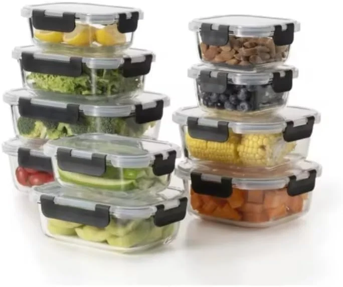 ست ظروف شیشه ای ۲۴ پارچه 𝐏𝐈𝐂𝐂𝐀𝐒𝐈𝐎™: نگهداری مواد غذایی به صورت کاملا هوابند، کنترل میزان غذا، ایمن برای استفاده در مایکروویو، فر، فریزر و ماشین ظرفشویی، دارای درب های قفل شونده.