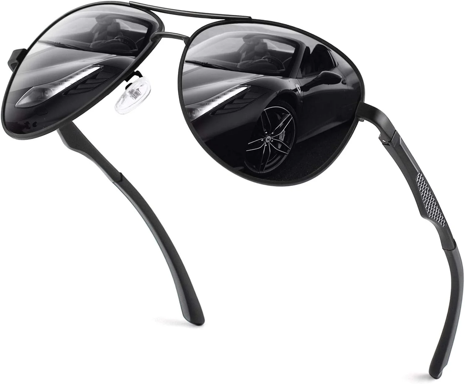 عینک آفتابی خلبانی پلاریزه کلاسیک GQUEEN با لولای فنری Al-Mg مناسب آقایان و بانوان مدل MOS1