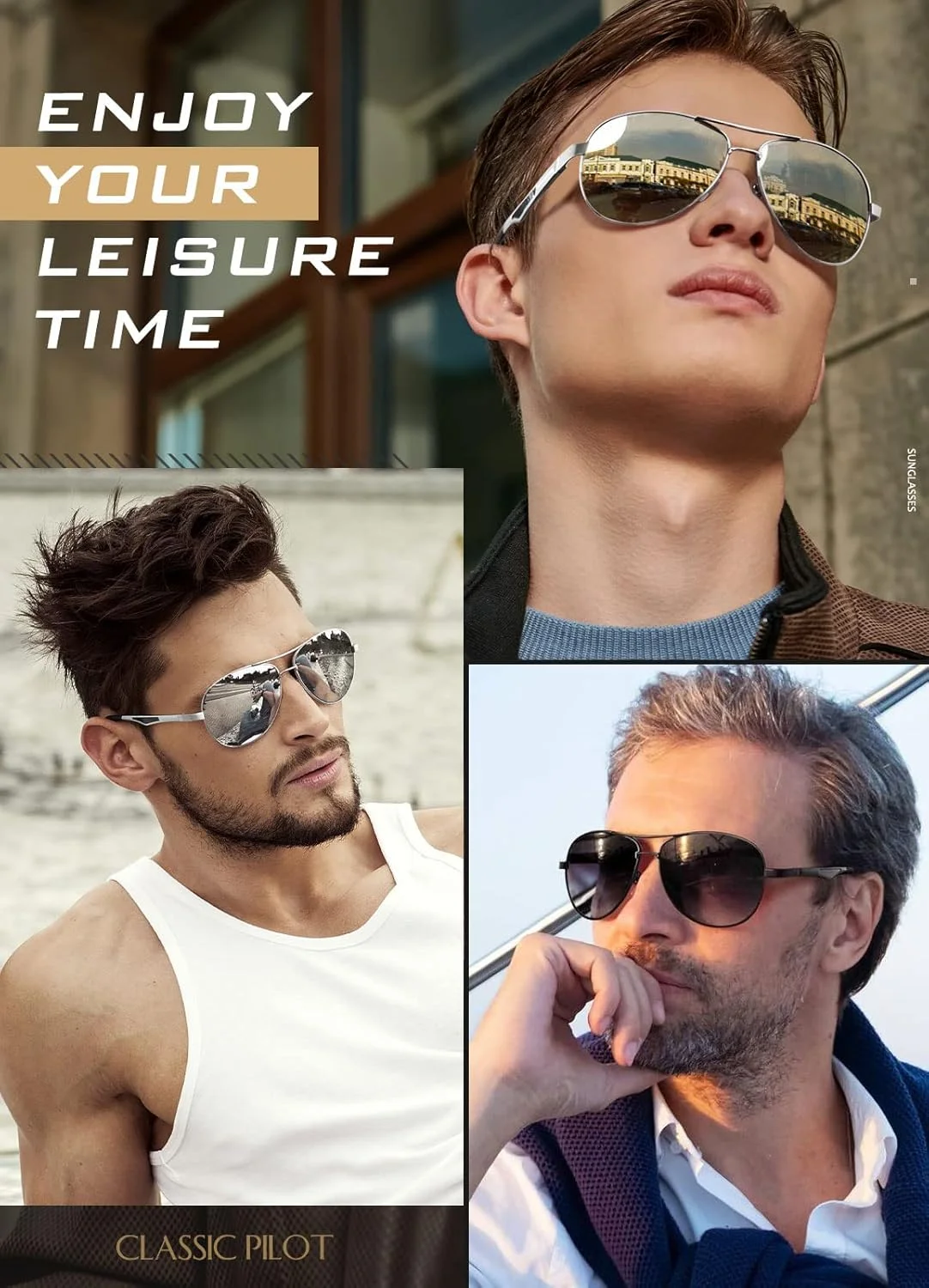 عینک آفتابی خلبانی پلاریزه کلاسیک GQUEEN با لولای فنری Al-Mg مناسب آقایان و بانوان مدل MOS1