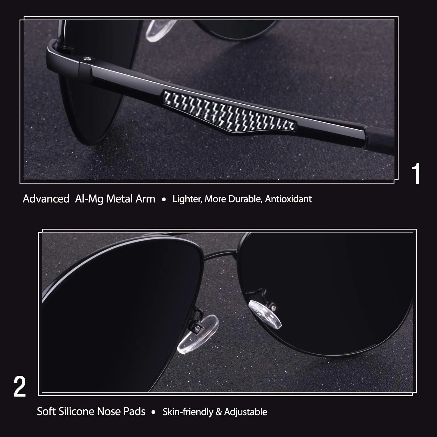 عینک آفتابی خلبانی پلاریزه کلاسیک GQUEEN با لولای فنری Al-Mg مناسب آقایان و بانوان مدل MOS1