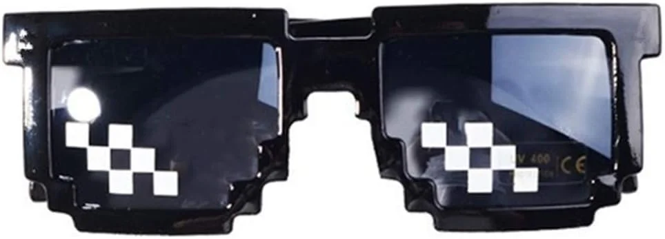 عینک با طرح پیکسلی موزاییکی 8 بیتی، مناسب مهمانی، مردانه و زنانه، طرح Thug Life