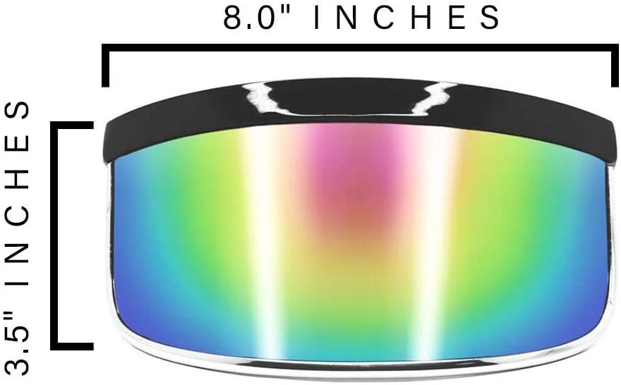 عینک آفتابی نقاب دار GloFX - عینک آفتابی تک عدسی بزرگ و آینده نگرانه - آینه رنگین کمانی یا شکست رنگین کمانی