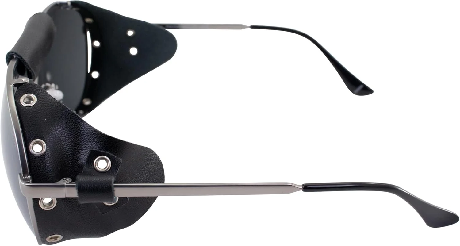 عینک آفتابی موتورسیکلت گلوبال ویژن Aviator-3 با محافظ های جانبی، فریم فلزی خاکستری با لنز دودی