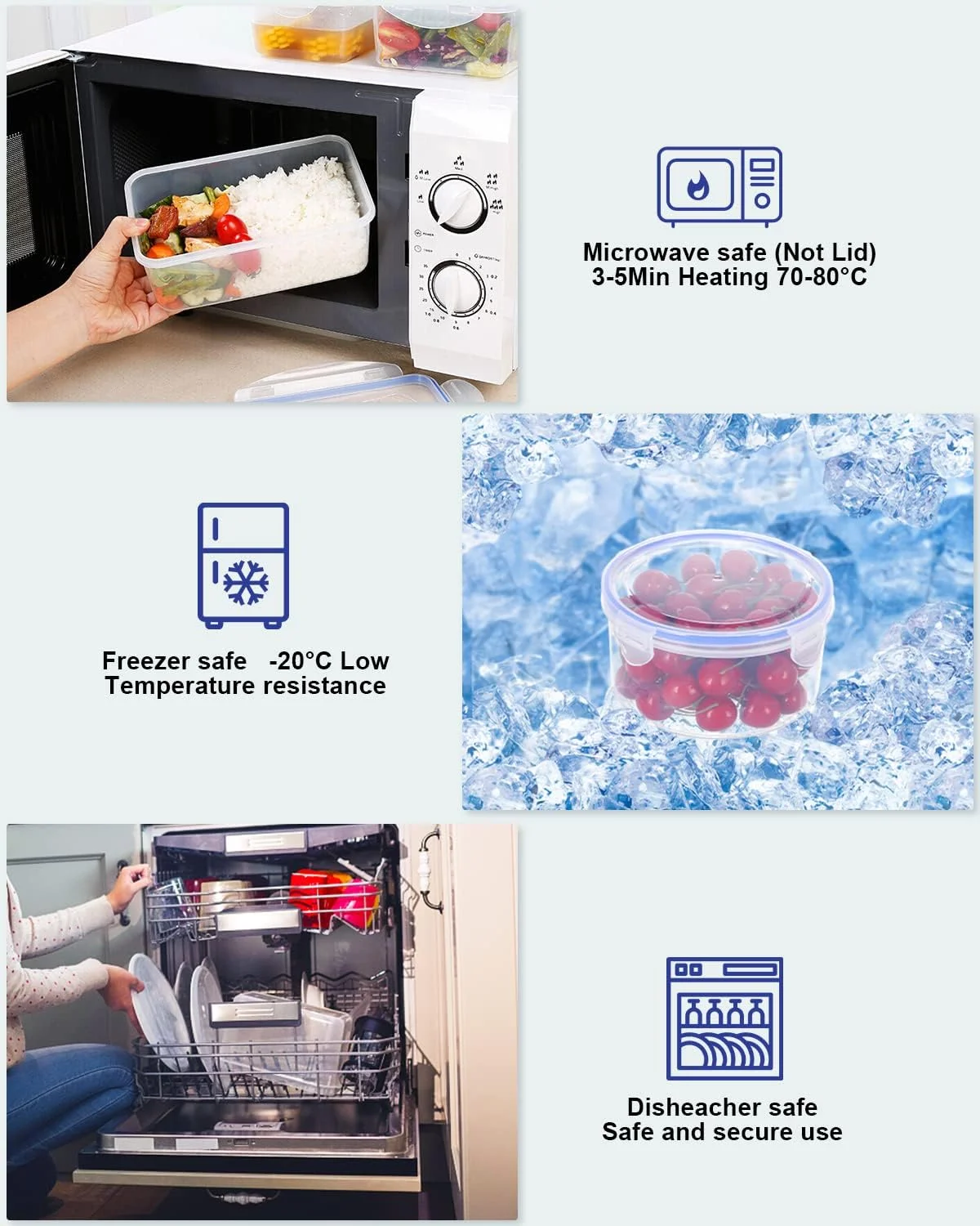 ظرف نگهداری مواد غذایی NEFLSI با درب، ست 32 تکه (16 ظرف + 16 درب)، قابل استفاده مجدد، ست ظروف نگهداری ضد نشت، پلاستیک بدون BPA، ظروف نگهداری مواد غذایی برای مایکروویو، فریزر