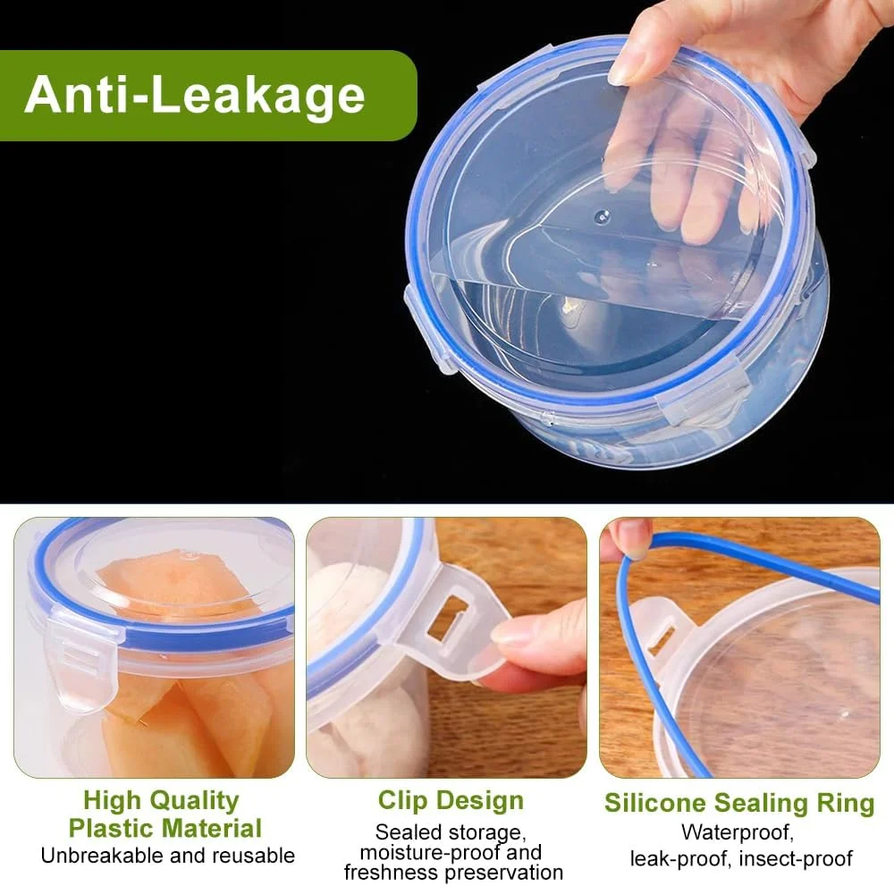ست 4 تکه ظروف نگهداری غذا Orixo، جعبه های نگهداری غذا با درب، ظروف آماده سازی غذای شفاف، پلاستیکی، ظروف گرد غذا، مناسب برای مایکروویو و فریزر
