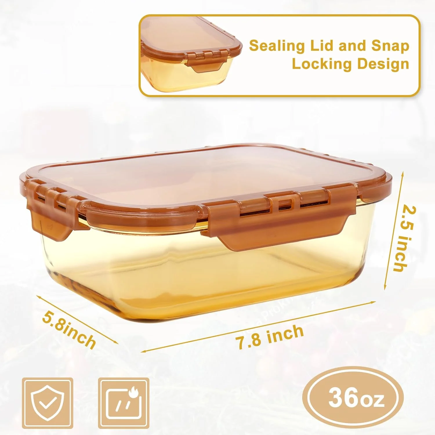 ظروف شیشه ای آماده سازی غذا Nosttuff، 10 تکه، 1065 میلی لیتر، ظروف نگهداری مواد غذایی شیشه ای مقاوم در برابر حرارت با درب های قفل شونده، ظروف ناهار هواگیر با درب برای مایکروویو، فریزر، ماشین ظرفشویی، بدون BPA (کهربایی) ظروف شیشه ای آماده سازی غذا Nosttuff، 10 تکه، 1065 میلی لیتر، ظروف نگهداری مواد غذایی شیشه ای مقاوم در برابر حرارت با درب های قفل شونده، ظروف ناهار هواگیر با درب برای مایکروویو، فریزر، ماشین ظرفشویی، بدون BPA (کهربایی)