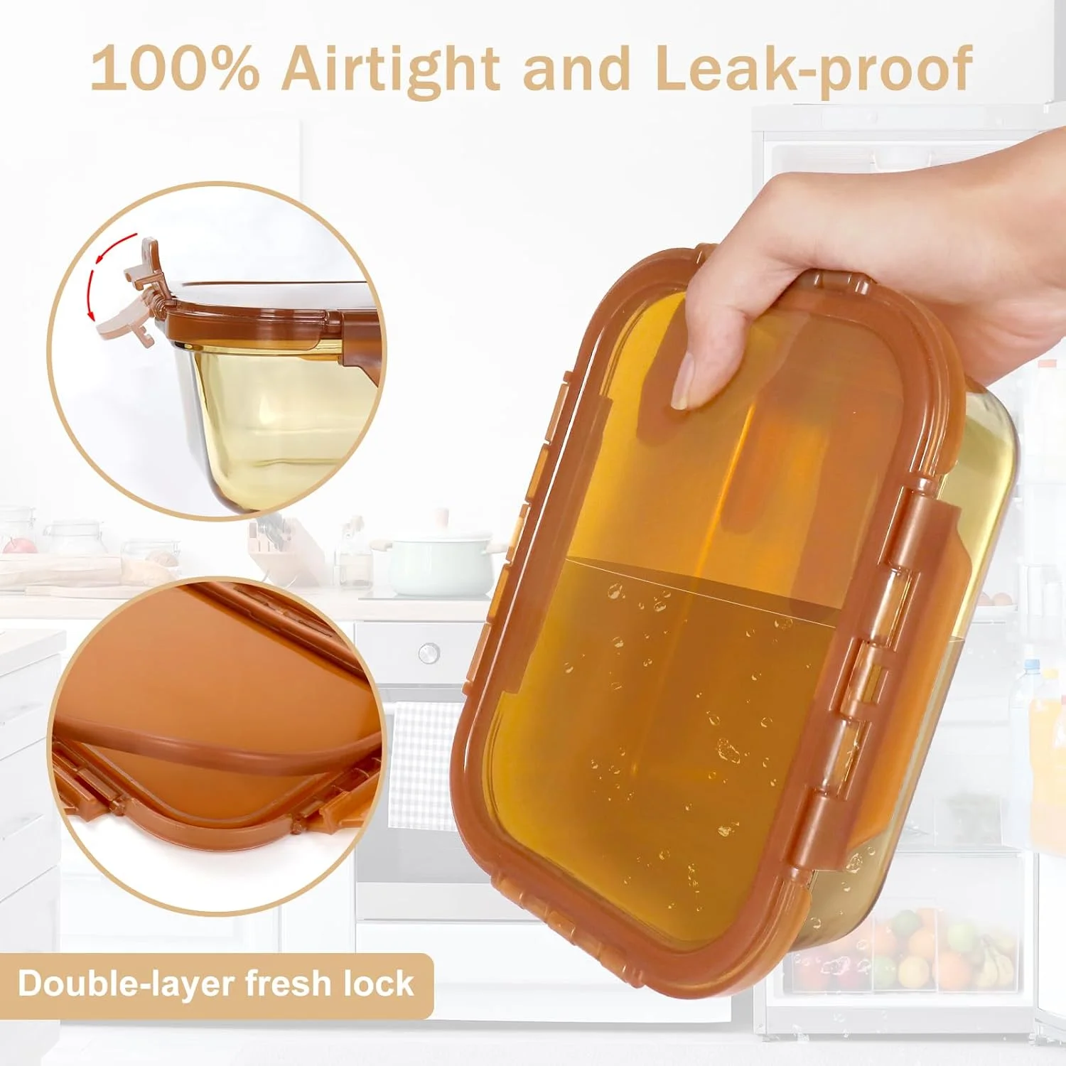 ظروف شیشه ای آماده سازی غذا Nosttuff، 10 تکه، 1065 میلی لیتر، ظروف نگهداری مواد غذایی شیشه ای مقاوم در برابر حرارت با درب های قفل شونده، ظروف ناهار هواگیر با درب برای مایکروویو، فریزر، ماشین ظرفشویی، بدون BPA (کهربایی) ظروف شیشه ای آماده سازی غذا Nosttuff، 10 تکه، 1065 میلی لیتر، ظروف نگهداری مواد غذایی شیشه ای مقاوم در برابر حرارت با درب های قفل شونده، ظروف ناهار هواگیر با درب برای مایکروویو، فریزر، ماشین ظرفشویی، بدون BPA (کهربایی)