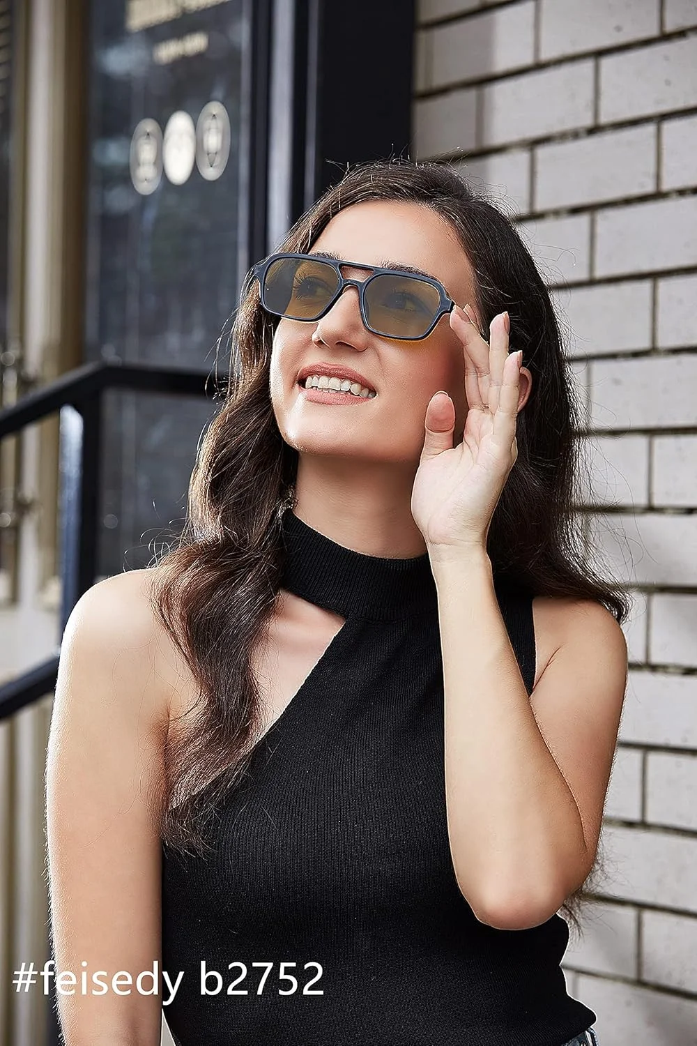 عینک آفتابی خلبانی تخت مربعی وینتیج دهه 70 FEISEDY زنانه مردانه با طراحی فلزی مدل B2752