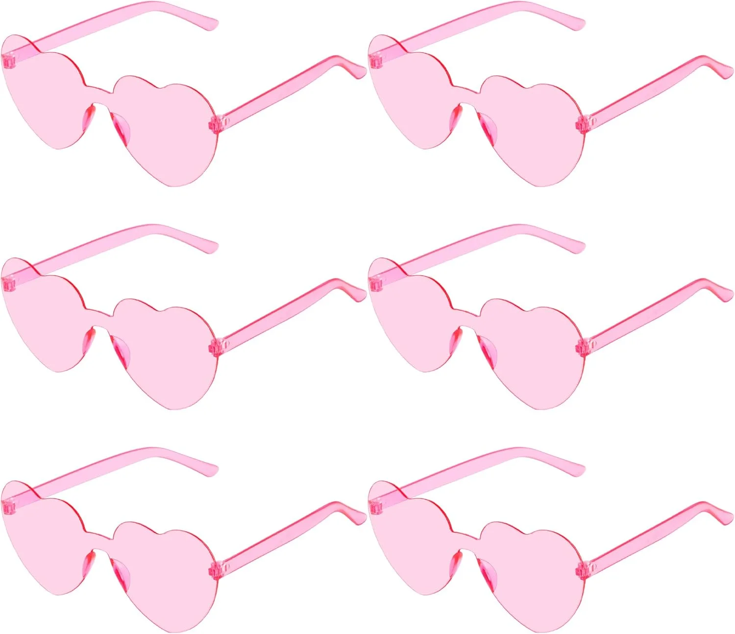 عینک آفتابی قلبی شکل فنگک، 6 عدد، بدون فریم، شیشه های شفاف، مناسب مهمانی های زنانه عینک آفتابی قلبی شکل فنگک، 6 عدد، بدون فریم، شیشه های شفاف، مناسب مهمانی های زنانه