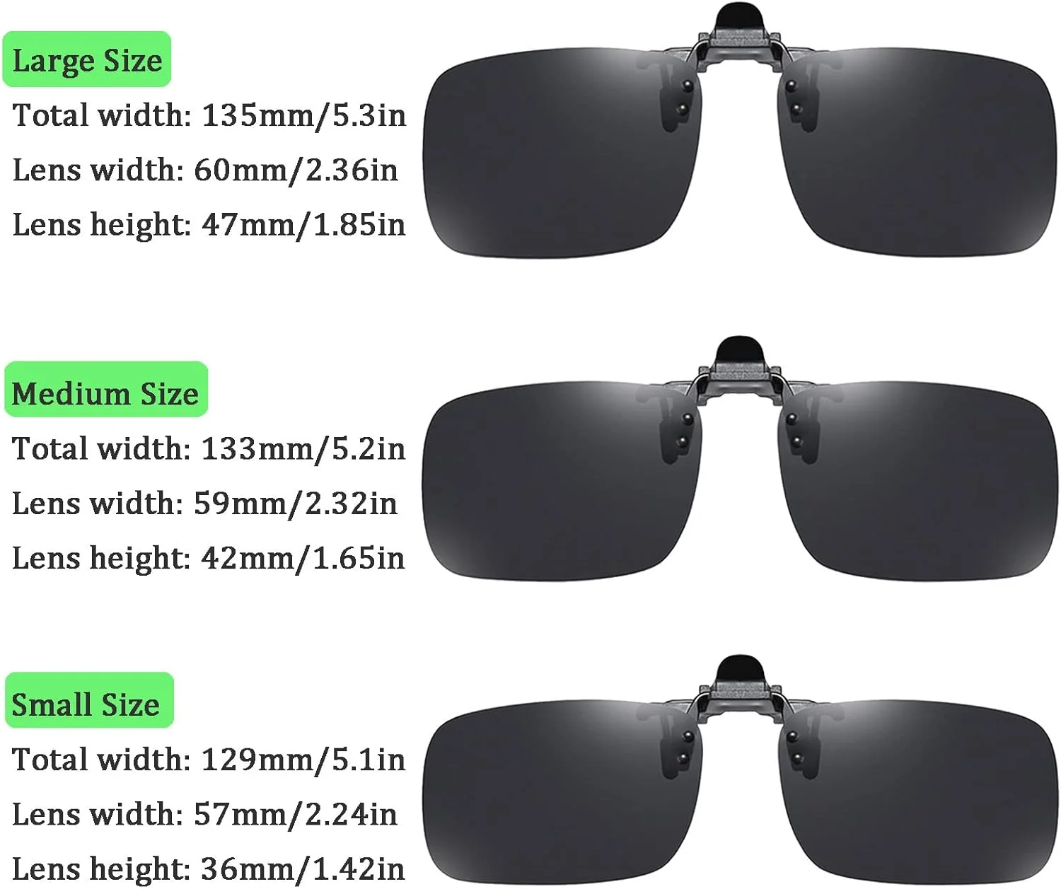 عینک آفتابی کلیپسی غیر پلاریزه FF FRAZALA مناسب برای عینک طبی مردانه و زنانه با محافظت UV