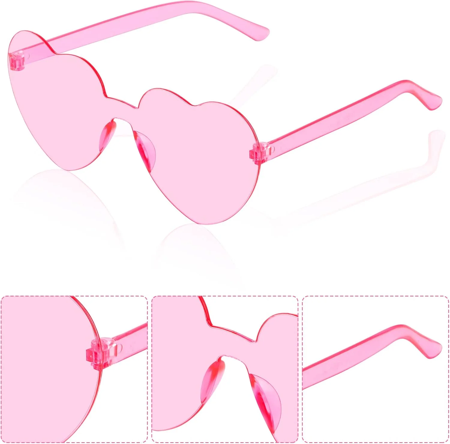 عینک آفتابی قلبی شکل فنگک، 6 عدد، بدون فریم، شیشه های شفاف، مناسب مهمانی های زنانه عینک آفتابی قلبی شکل فنگک، 6 عدد، بدون فریم، شیشه های شفاف، مناسب مهمانی های زنانه