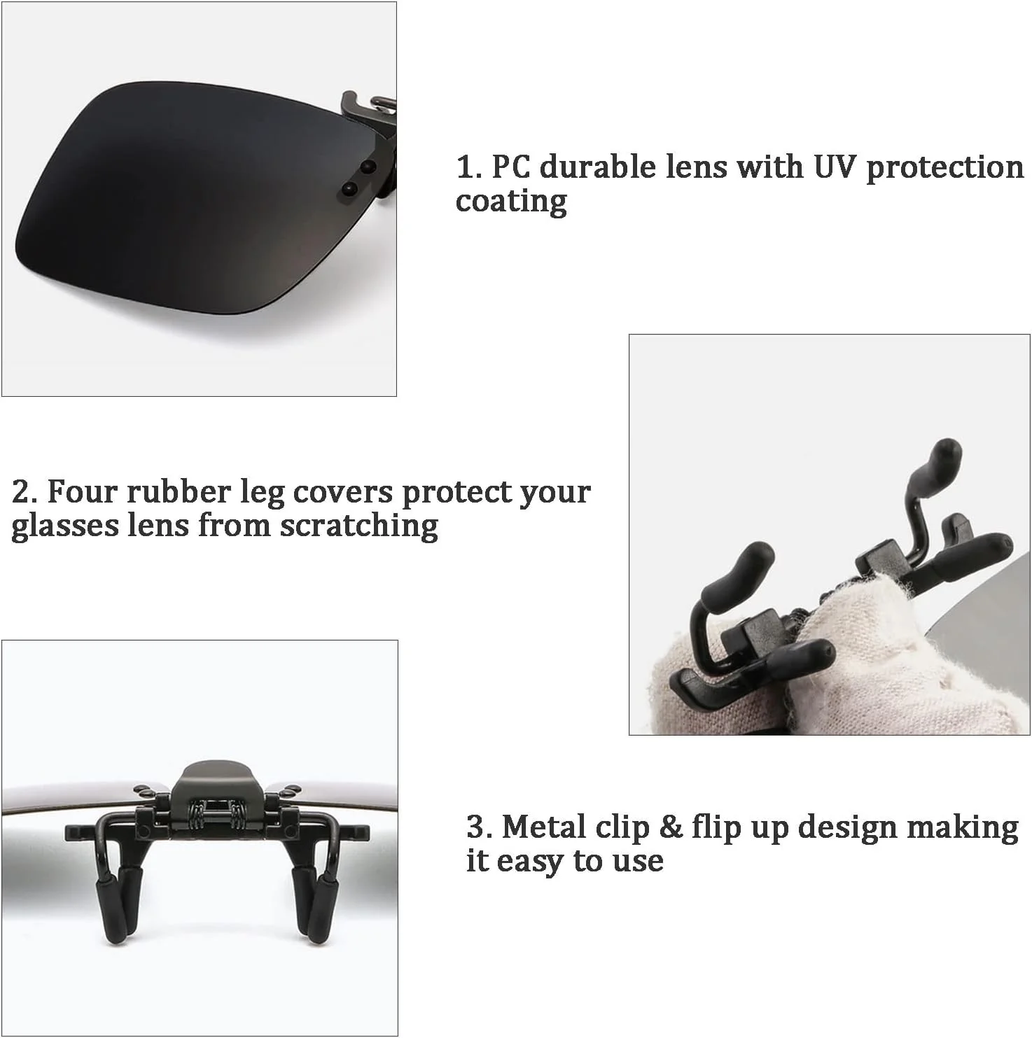 عینک آفتابی کلیپسی غیر پلاریزه FF FRAZALA مناسب برای عینک طبی مردانه و زنانه با محافظت UV