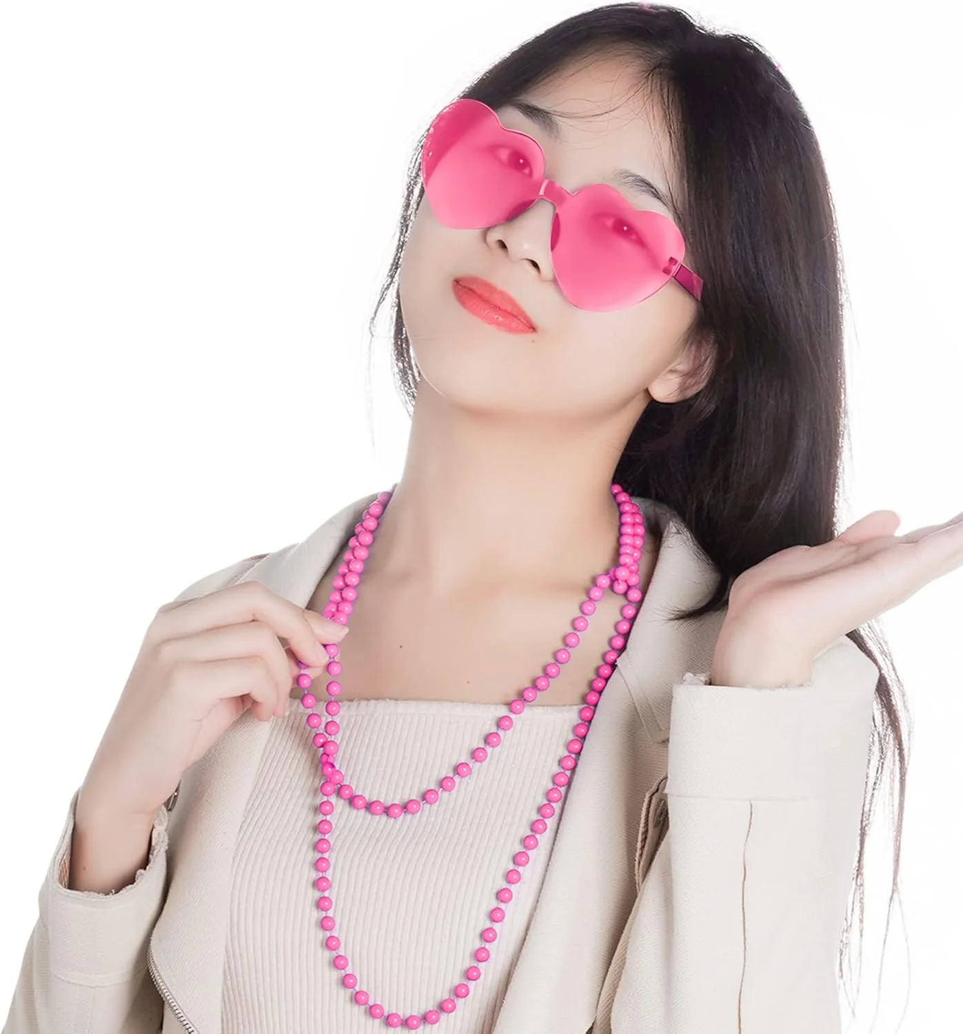 عینک آفتابی قلبی شکل فنگک، 6 عدد، بدون فریم، شیشه های شفاف، مناسب مهمانی های زنانه عینک آفتابی قلبی شکل فنگک، 6 عدد، بدون فریم، شیشه های شفاف، مناسب مهمانی های زنانه