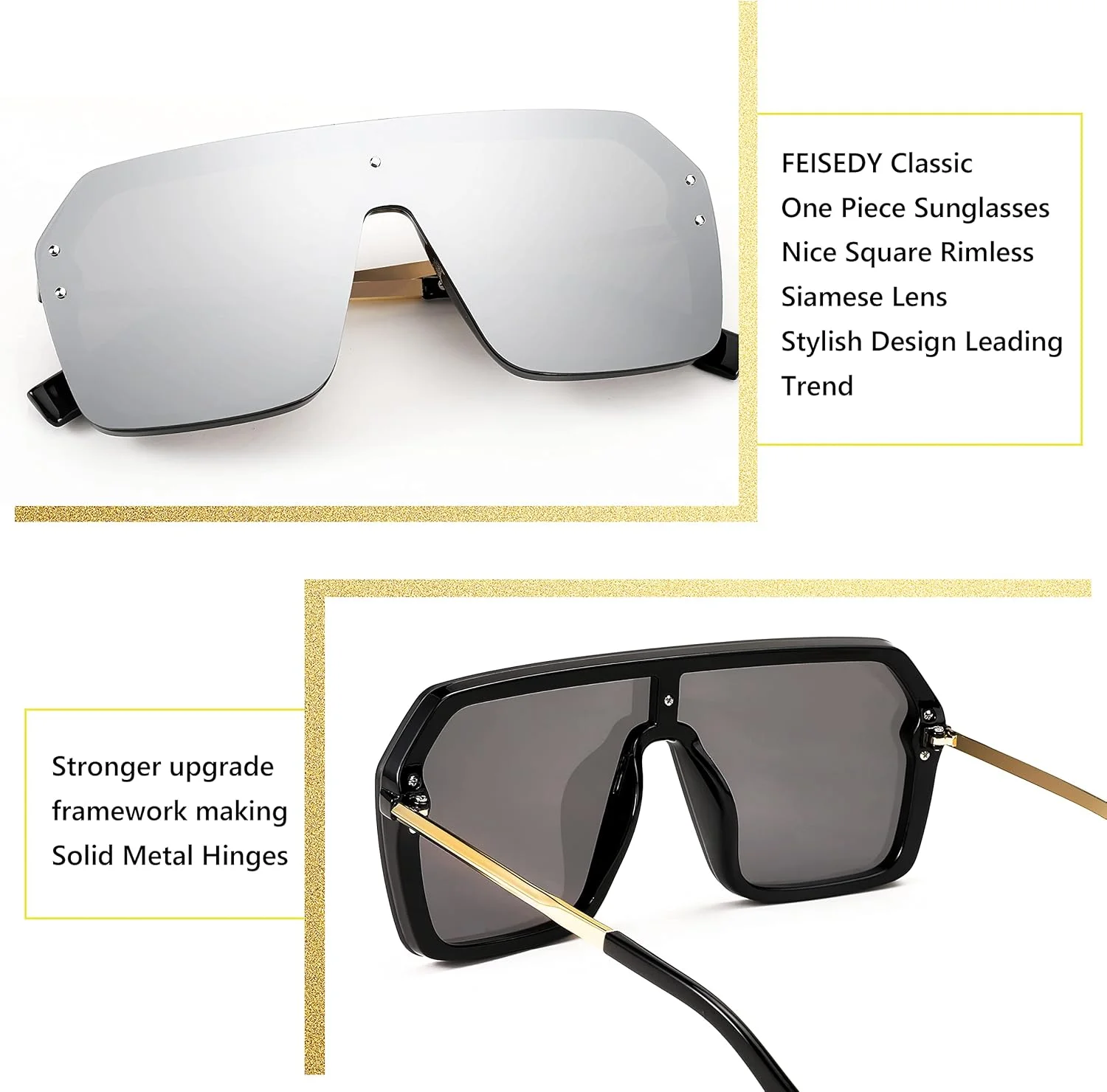 عینک آفتابی یک تکه کلاسیک FEISEDY مدل سیامی، طراحی شیک و بدون فریم به سبک رترو، مناسب برای زنان و مردان B2574 عینک آفتابی یک تکه کلاسیک FEISEDY مدل سیامی، طراحی شیک و بدون فریم به سبک رترو، مناسب برای زنان و مردان B2574