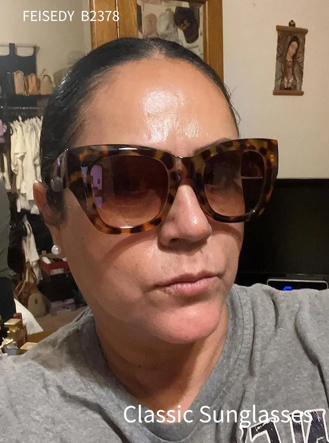 عینک آفتابی مربعی بزرگ و قدیمی FEISEDY برای زنان، عینک آفتابی بزرگ و شیک لوکس، محافظت UV400 مدل B2378
