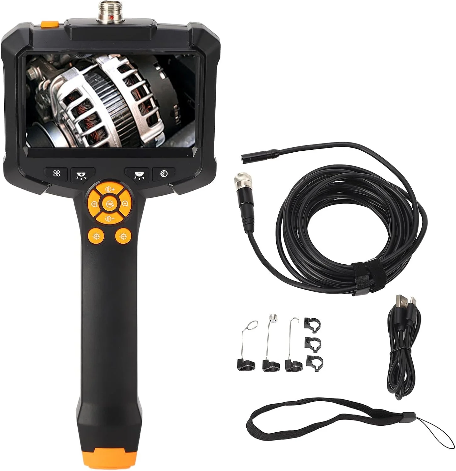 دوربین بازرسی آندوسکوپی Eujgoov با صفحه نمایش 4.3 اینچی، کیفیت تصویر 1080P HD، 8 چراغ LED قابل تنظیم، ضد آب IP67 مناسب خودرو، HVAC و کارهای DIY منزل (5 متری)