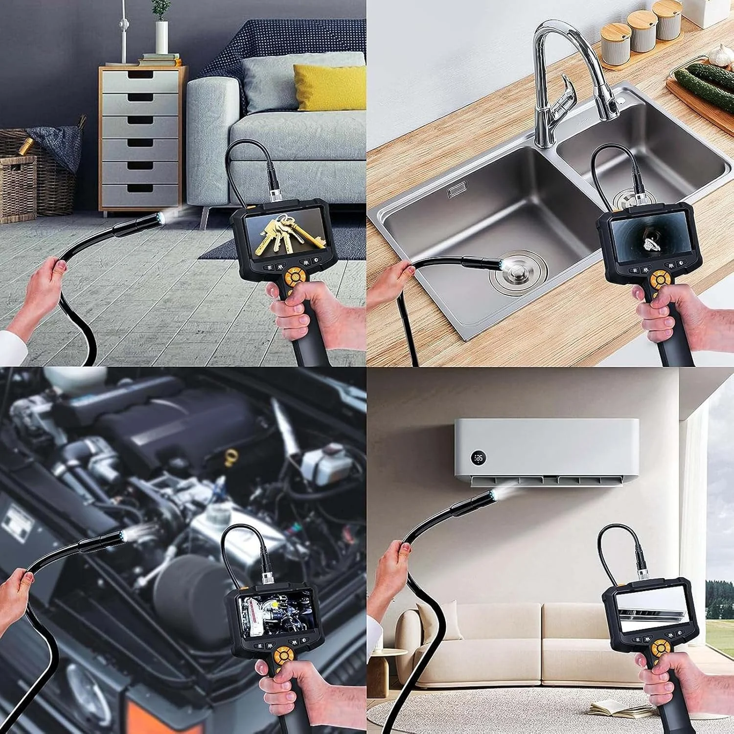 دوربین بازرسی آندوسکوپی Eujgoov با صفحه نمایش 4.3 اینچی، کیفیت تصویر 1080P HD، 8 چراغ LED قابل تنظیم، ضد آب IP67 مناسب خودرو، HVAC و کارهای DIY منزل (5 متری) دوربین بازرسی آندوسکوپی Eujgoov با صفحه نمایش 4.3 اینچی، کیفیت تصویر 1080P HD، 8 چراغ LED قابل تنظیم، ضد آب IP67 مناسب خودرو، HVAC و کارهای DIY منزل (5 متری)