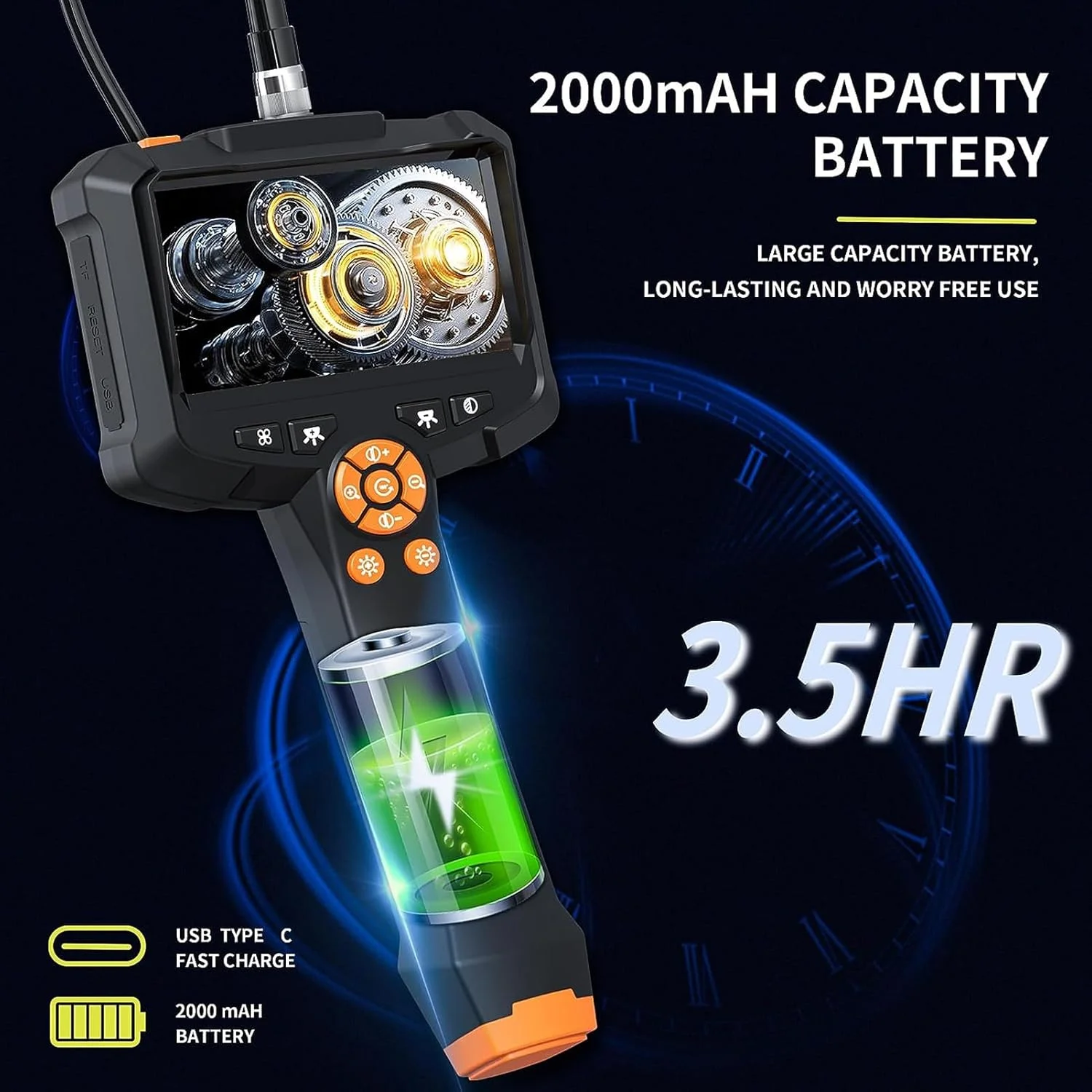دوربین بازرسی آندوسکوپی Eujgoov با صفحه نمایش 4.3 اینچی، کیفیت تصویر 1080P HD، 8 چراغ LED قابل تنظیم، ضد آب IP67 مناسب خودرو، HVAC و کارهای DIY منزل (5 متری) دوربین بازرسی آندوسکوپی Eujgoov با صفحه نمایش 4.3 اینچی، کیفیت تصویر 1080P HD، 8 چراغ LED قابل تنظیم، ضد آب IP67 مناسب خودرو، HVAC و کارهای DIY منزل (5 متری)