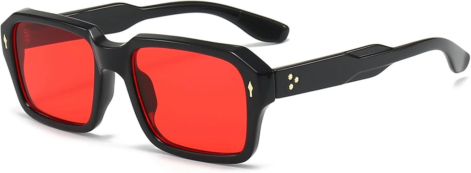 عینک آفتابی فریم مربعی EYLRIM برای زنان و مردان، عینک آفتابی مستطیلی مد روز با محافظت UV400، سایه های مشکی