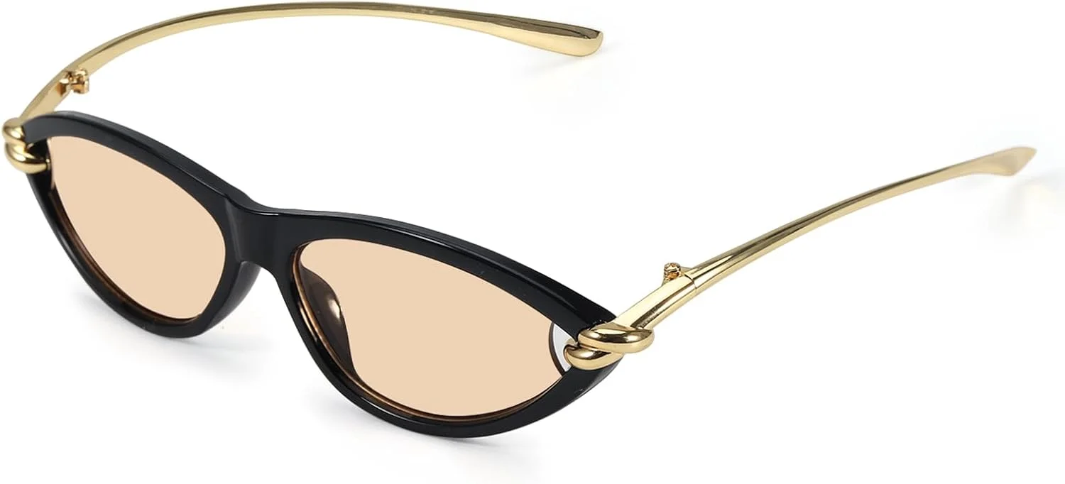 عینک آفتابی زنانه چشم گربه ای DreamCalf با تزیینات طلایی، عینک های آفتابی چشم گربه ای وینتیج برای استفاده روزمره و تعطیلات