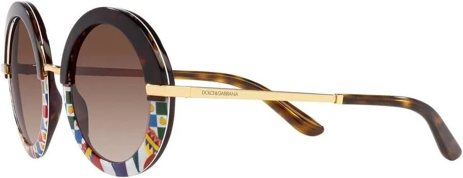 عینک آفتابی گرد Dolce & Gabbana DG 4393 327813 Top Havana/Handcart پلاستیکی با لنز قهوه ای گرادیان