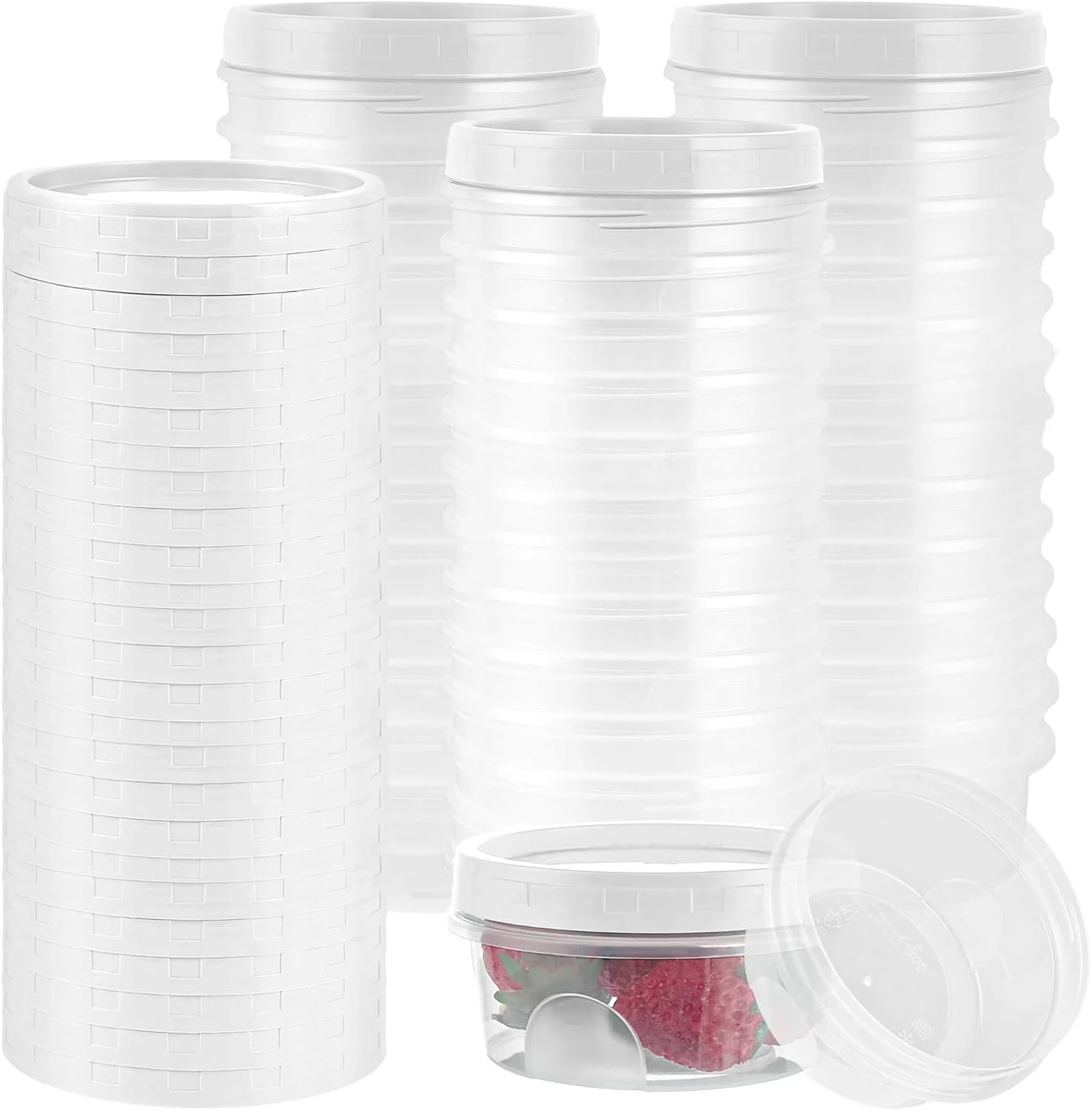 MIVIDE بسته 40 عددی ظروف نگهداری غذا 300 میلی لیتری با درب، ظروف پلاستیکی قابل استفاده مجدد برای فریزر، ضد نشت، ظروف کوچک تاپرویر با درب، گرد برای مایکروویو و فریزر (خاکستری/سبز)