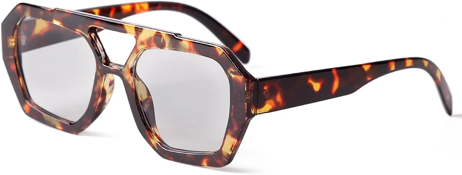 عینک آفتابی خلبانی مربعی ترندی ADE WU زنانه، فریم ضخیم، پل دوتایی، عینک آفتابی هندسی