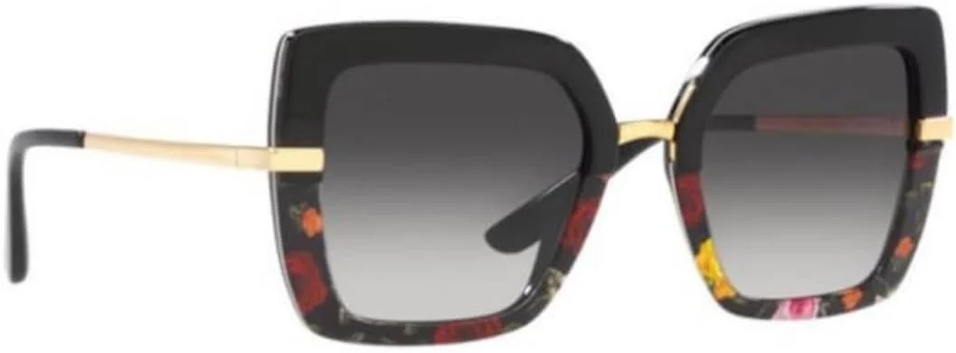 Dolce & Gabbana HALF PRINT DG 4373 Black Flowers Print/Grey Shaded 52/21/140 women Sunglasses, Multicolor, 52/21/140
