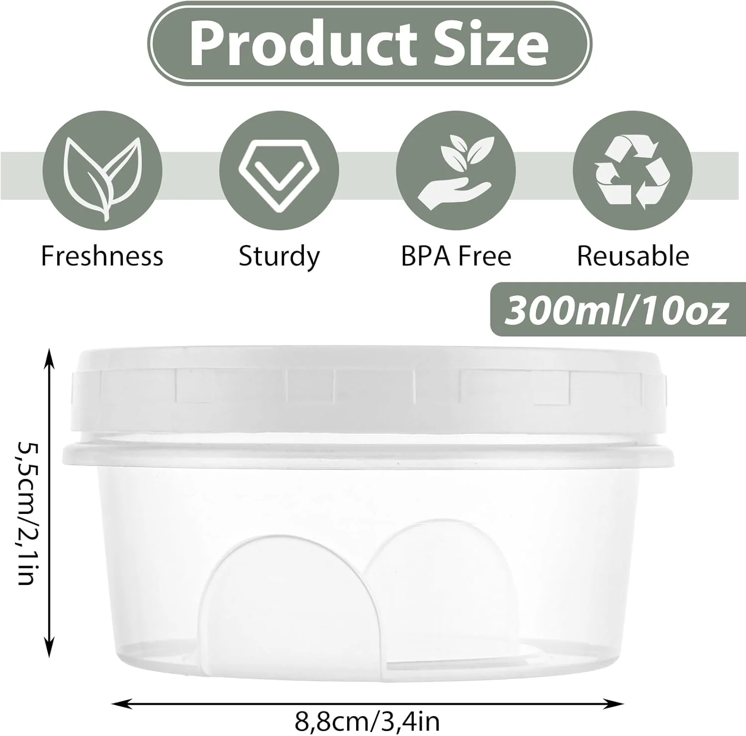 MIVIDE بسته 40 عددی ظروف نگهداری غذا 300 میلی لیتری با درب، ظروف پلاستیکی قابل استفاده مجدد برای فریزر، ضد نشت، ظروف کوچک تاپرویر با درب، گرد برای مایکروویو و فریزر (خاکستری/سبز) MIVIDE بسته 40 عددی ظروف نگهداری غذا 300 میلی لیتری با درب، ظروف پلاستیکی قابل استفاده مجدد برای فریزر، ضد نشت، ظروف کوچک تاپرویر با درب، گرد برای مایکروویو و فریزر (خاکستری/سبز)