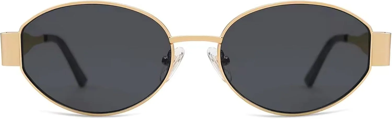 عینک آفتابی بیضی رترو Dervin برای زنان و مردان | محافظت UV 400 | فریم فلزی بادوام