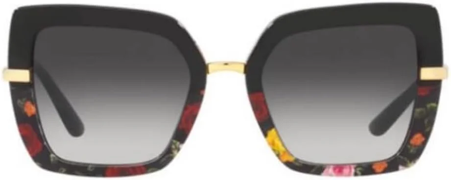 Dolce & Gabbana HALF PRINT DG 4373 Black Flowers Print/Grey Shaded 52/21/140 women Sunglasses, Multicolor, 52/21/140