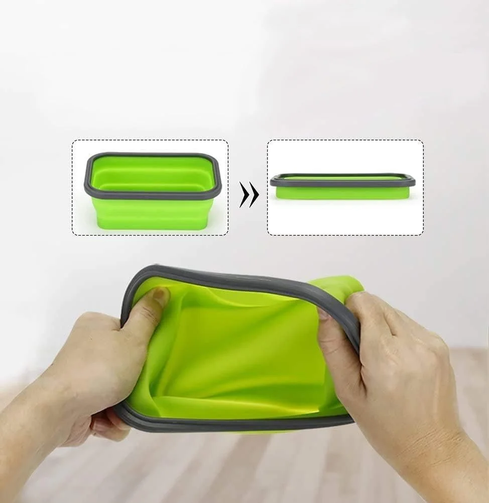 ظروف غذای سیلیکونی بادوام Mr.Gadget's Solutions - ضد نشت، قابل چیدن و تمیز کردن آسان، ایمن برای فریزر و مایکروویو (سبز)