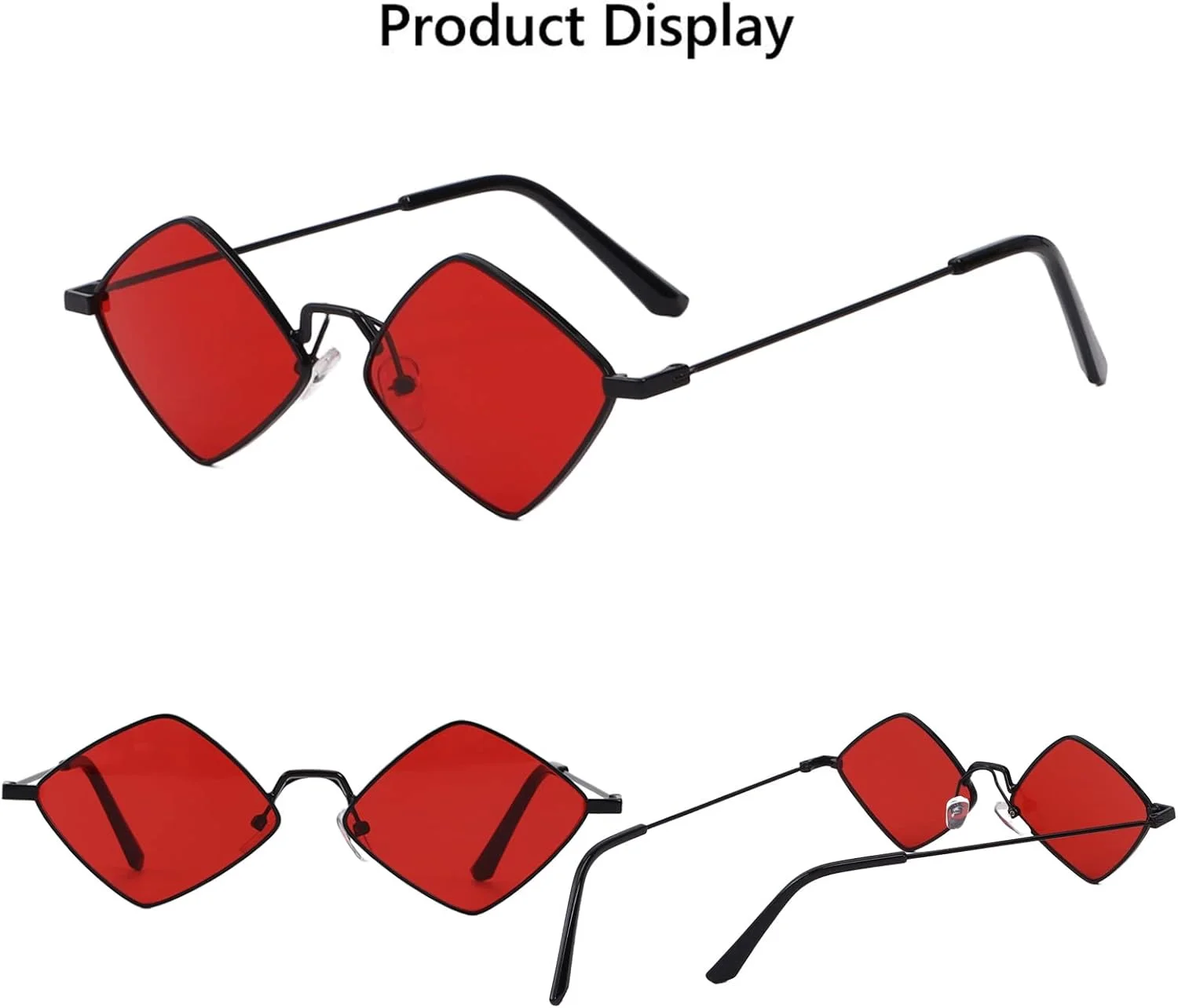 عینک آفتابی طرح الماس رترو Dazzleimart برای آقایان و بانوان، عینک آفتابی با فریم فلزی چهار ضلعی و فیلم محافظت در برابر اشعه ماوراء بنفش عینک آفتابی طرح الماس رترو Dazzleimart برای آقایان و بانوان، عینک آفتابی با فریم فلزی چهار ضلعی و فیلم محافظت در برابر اشعه ماوراء بنفش