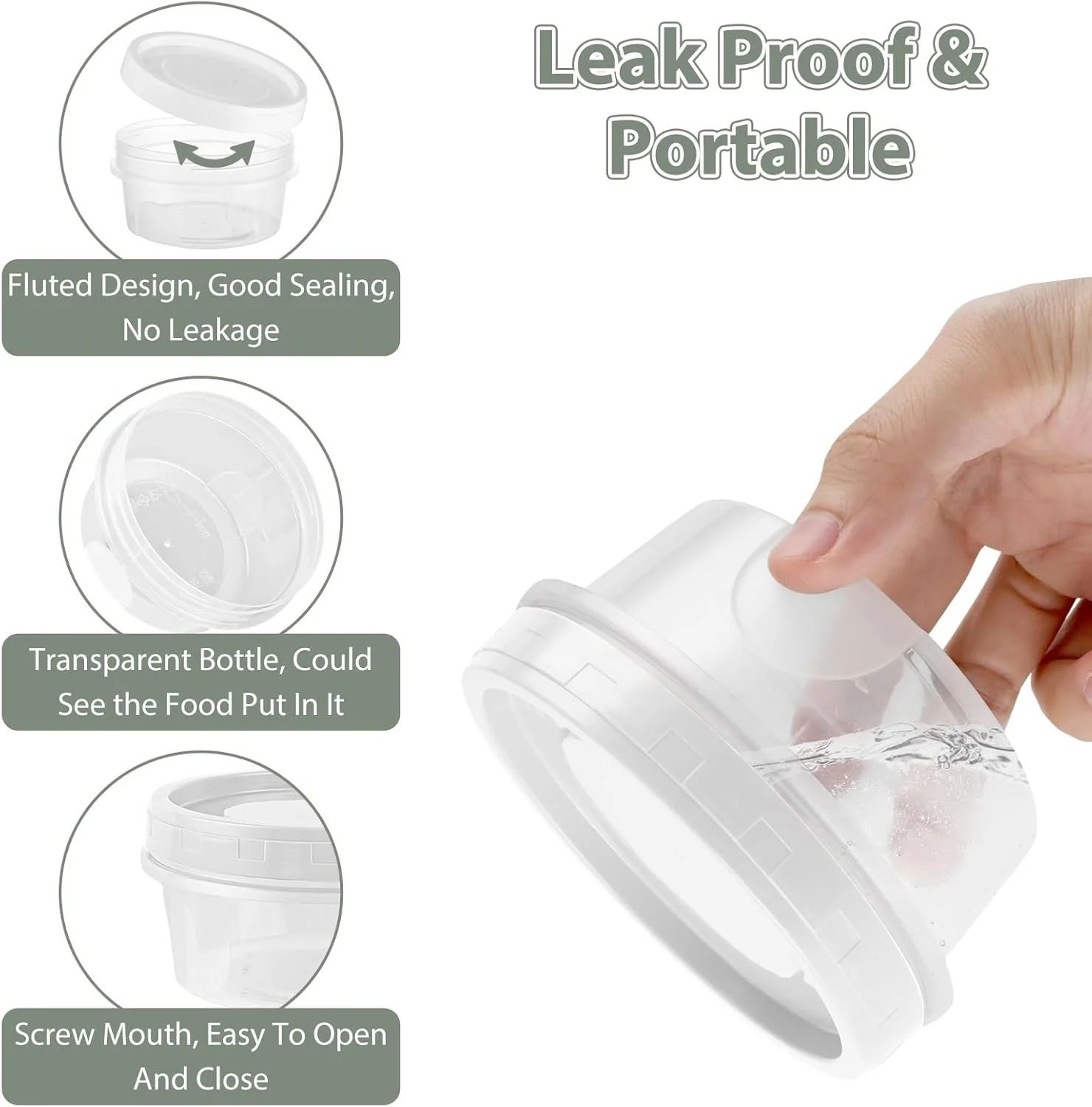 MIVIDE بسته 40 عددی ظروف نگهداری غذا 300 میلی لیتری با درب، ظروف پلاستیکی قابل استفاده مجدد برای فریزر، ضد نشت، ظروف کوچک تاپرویر با درب، گرد برای مایکروویو و فریزر (خاکستری/سبز) MIVIDE بسته 40 عددی ظروف نگهداری غذا 300 میلی لیتری با درب، ظروف پلاستیکی قابل استفاده مجدد برای فریزر، ضد نشت، ظروف کوچک تاپرویر با درب، گرد برای مایکروویو و فریزر (خاکستری/سبز)