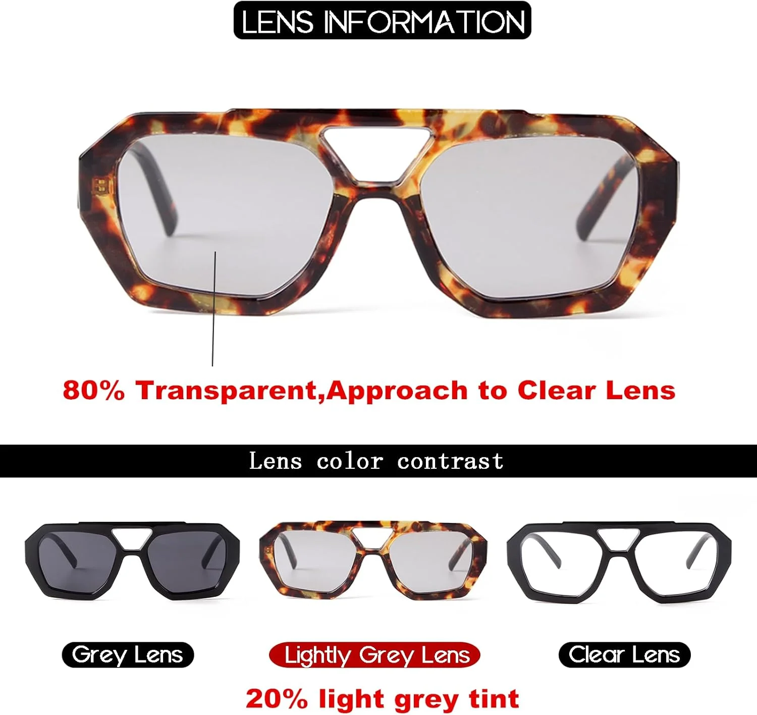 عینک آفتابی خلبانی مربعی ترندی ADE WU زنانه، فریم ضخیم، پل دوتایی، عینک آفتابی هندسی