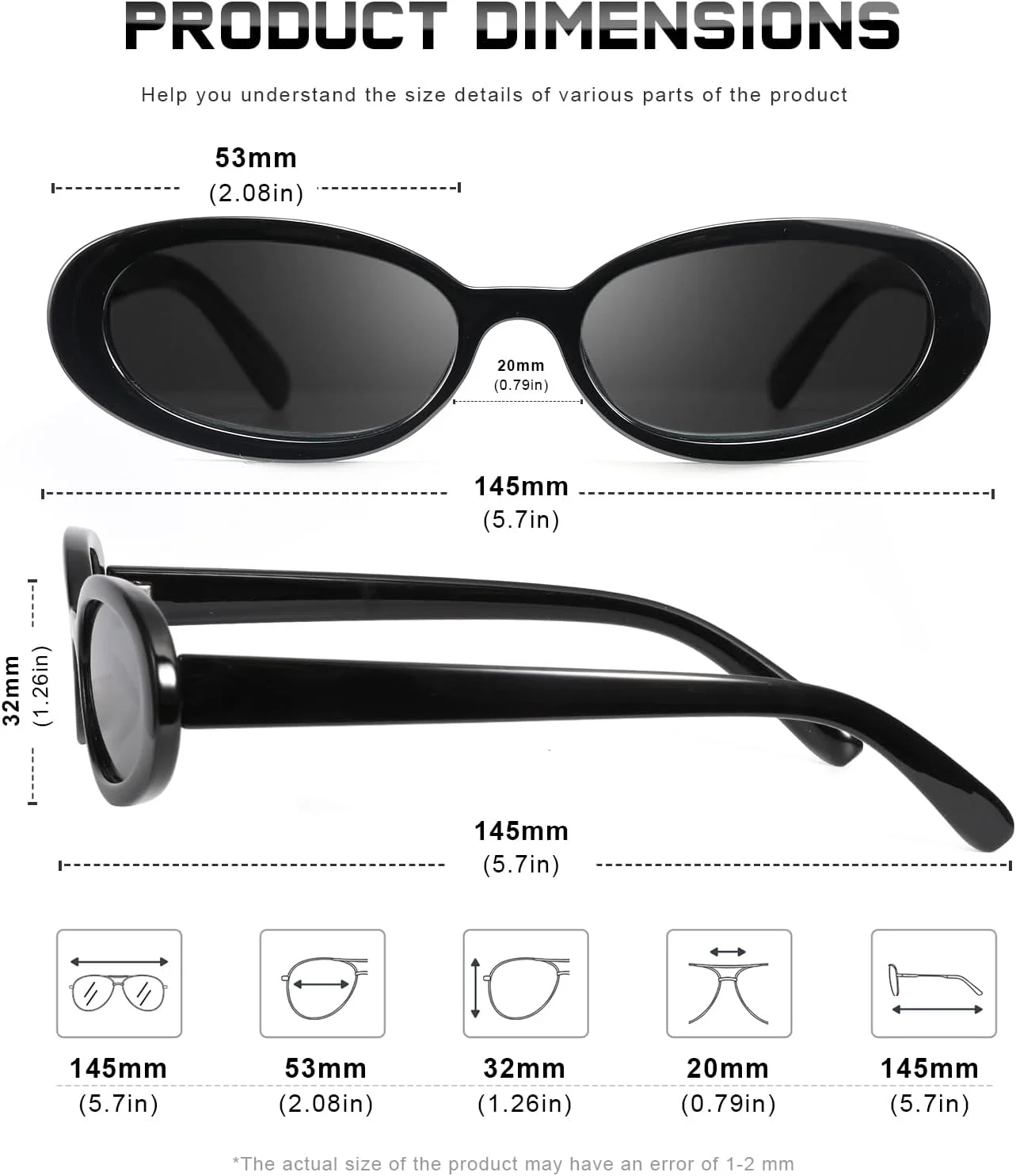 عینک آفتابی بیضی رترو DANAMY برای زنان و مردان، عینک آفتابی فریم کوچک مد روز به سبک دهه 90، عینک رانندگی با محافظت UV400