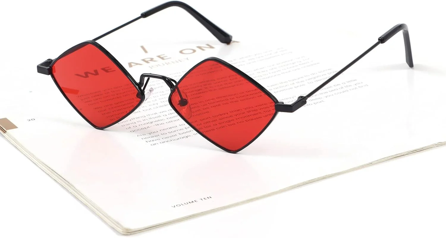 عینک آفتابی طرح الماس رترو Dazzleimart برای آقایان و بانوان، عینک آفتابی با فریم فلزی چهار ضلعی و فیلم محافظت در برابر اشعه ماوراء بنفش عینک آفتابی طرح الماس رترو Dazzleimart برای آقایان و بانوان، عینک آفتابی با فریم فلزی چهار ضلعی و فیلم محافظت در برابر اشعه ماوراء بنفش