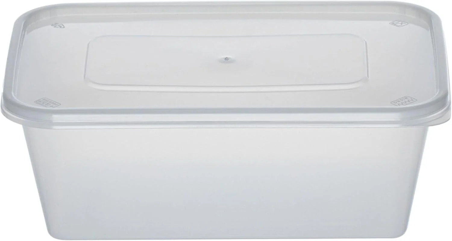 Microwave-Safe Clear Rectangle Container 1000ml Ideal for Meal Prep Freezer Storageand On-the-Go Use 50 pcs