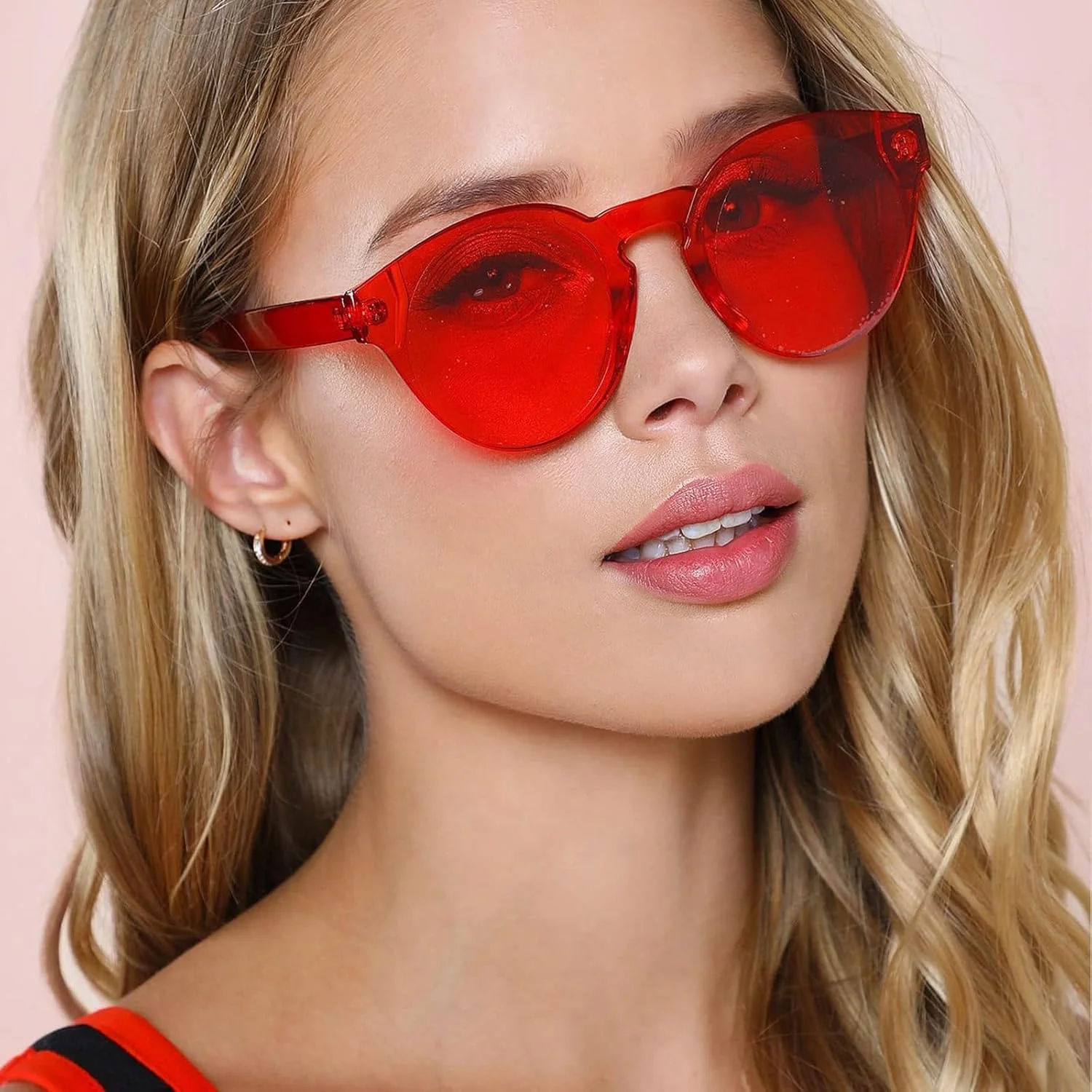 مجموعه 12 عددی عینک آفتابی مهمانی بدون فریم Pibupibu، گرد/مربع/ستاره ای، مجموعه عینک یک تکه با رنگ شفاف