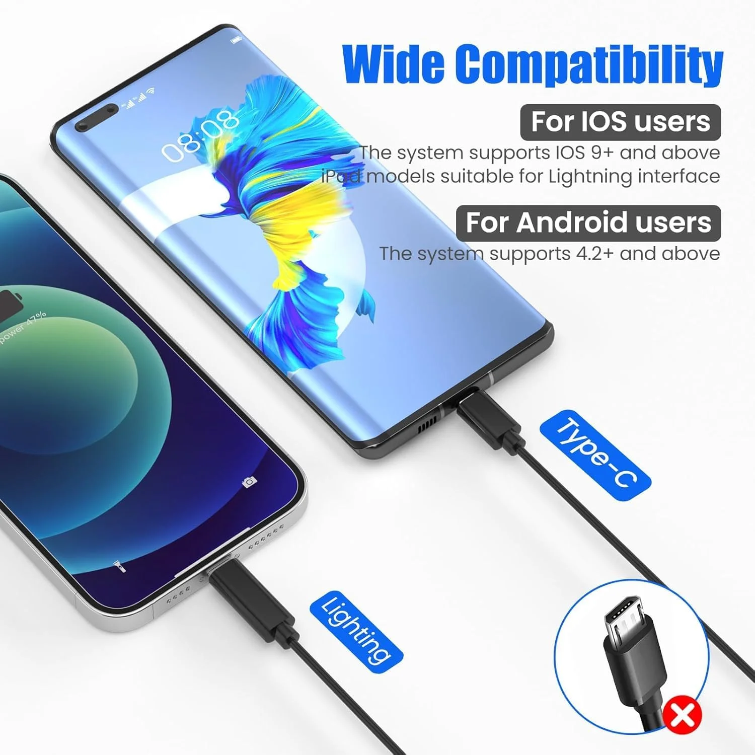 اندوسکوپ با نور، دوربین بازرسی لوله با کیفیت 1920P HD، دارای 8 چراغ LED قابل تنظیم، دوربین آندوسکوپی ماری شکل نیمه سخت 16.4 فوتی برای iOS و Android اندوسکوپ با نور، دوربین بازرسی لوله با کیفیت 1920P HD، دارای 8 چراغ LED قابل تنظیم، دوربین آندوسکوپی ماری شکل نیمه سخت 16.4 فوتی برای iOS و Android