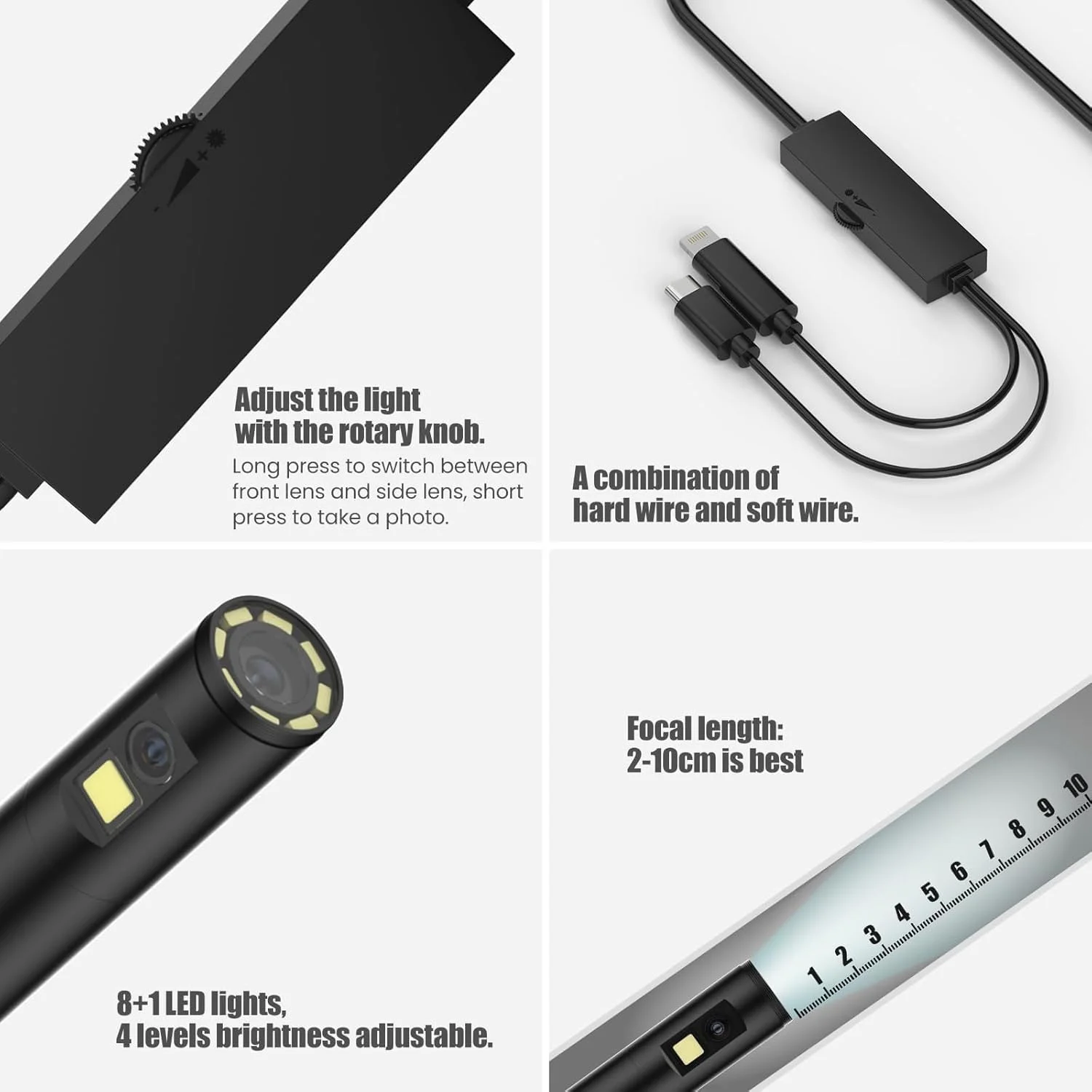 اندوسکوپ با نور، دوربین بازرسی لوله با کیفیت 1920P HD، دارای 8 چراغ LED قابل تنظیم، دوربین آندوسکوپی ماری شکل نیمه سخت 16.4 فوتی برای iOS و Android اندوسکوپ با نور، دوربین بازرسی لوله با کیفیت 1920P HD، دارای 8 چراغ LED قابل تنظیم، دوربین آندوسکوپی ماری شکل نیمه سخت 16.4 فوتی برای iOS و Android