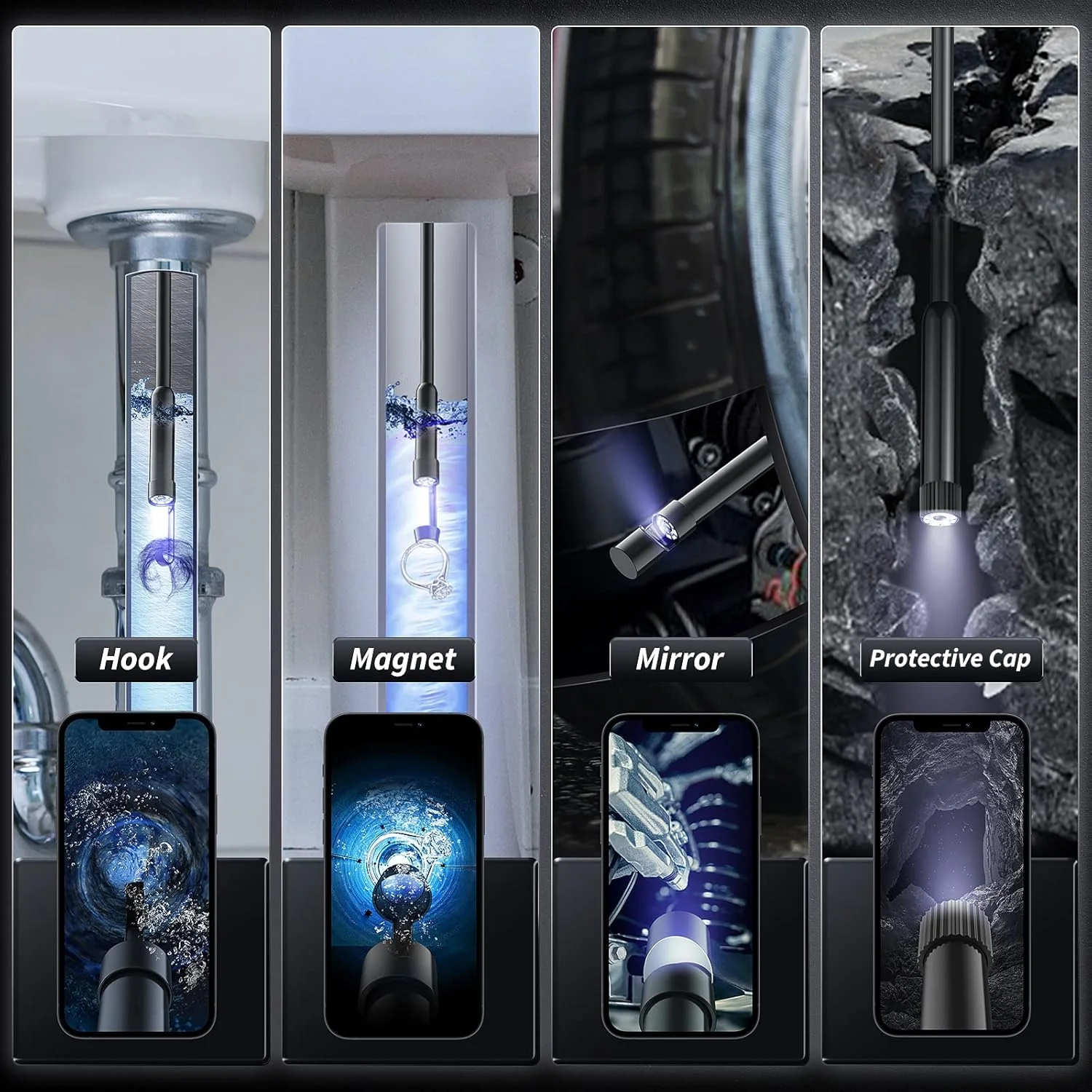 دوربین آندوسکوپی با نور - دوربین بازرسی بوراسکوپ، بوراسکوپ HD 1920P با 8 چراغ، کابل نیمه سخت 16.4 فوتی ضد آب IP67 برای بازرسی لوله، آندوسکوپ صنعتی 7.9 میلی متری برای آیفون دوربین آندوسکوپی با نور - دوربین بازرسی بوراسکوپ، بوراسکوپ HD 1920P با 8 چراغ، کابل نیمه سخت 16.4 فوتی ضد آب IP67 برای بازرسی لوله، آندوسکوپ صنعتی 7.9 میلی متری برای آیفون