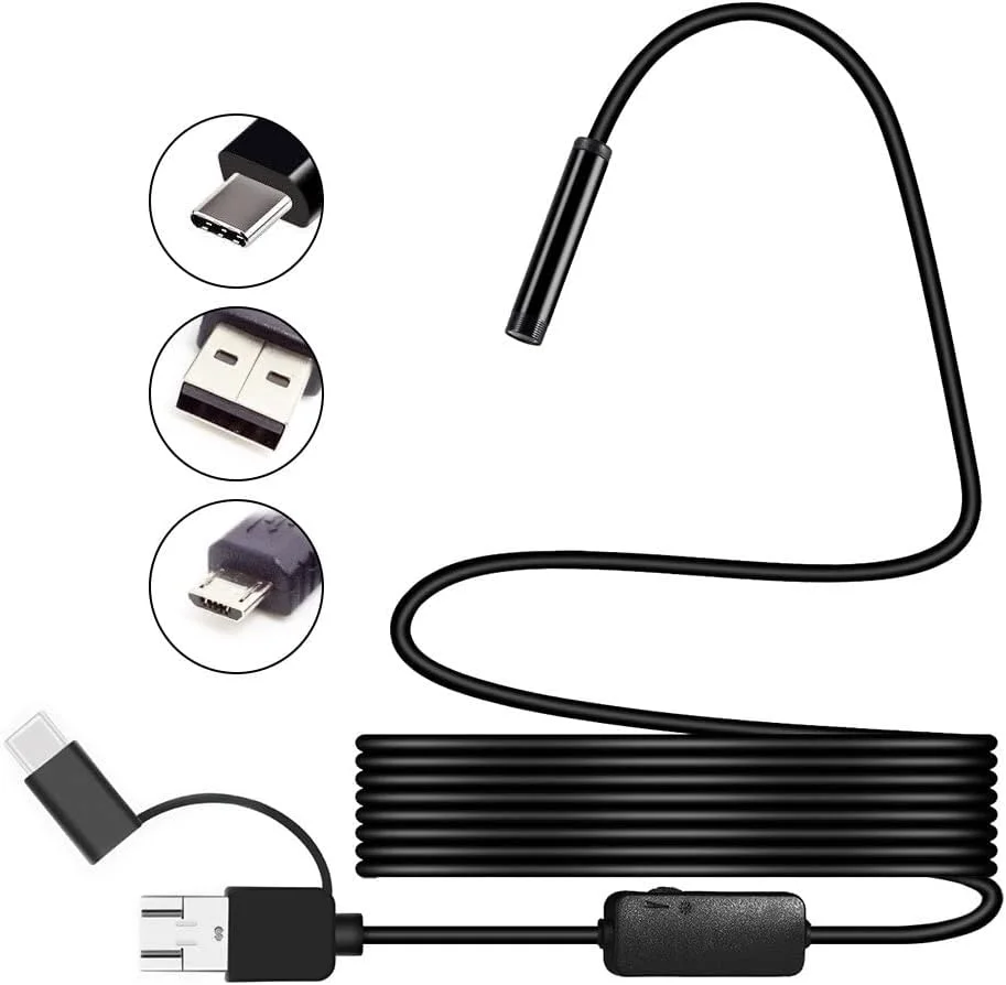 دوربین آندوسکوپی 5.5 میلی متری Smars®، دوربین ضد آب IP67 انعطاف پذیر، 3 در 1، پورت Type c USB و 6 چراغ LED با کابل 2 متری برای کامپیوتر اندروید و نوت بوک دوربین آندوسکوپی 5.5 میلی متری Smars®، دوربین ضد آب IP67 انعطاف پذیر، 3 در 1، پورت Type c USB و 6 چراغ LED با کابل 2 متری برای کامپیوتر اندروید و نوت بوک