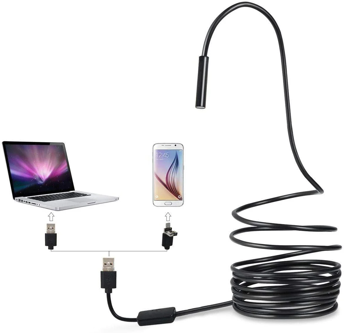 دوربین بازرسی آندوسکوپی USB 2 در 1 برای اندروید و کامپیوتر - 5 متر دوربین بازرسی آندوسکوپی USB 2 در 1 برای اندروید و کامپیوتر - 5 متر