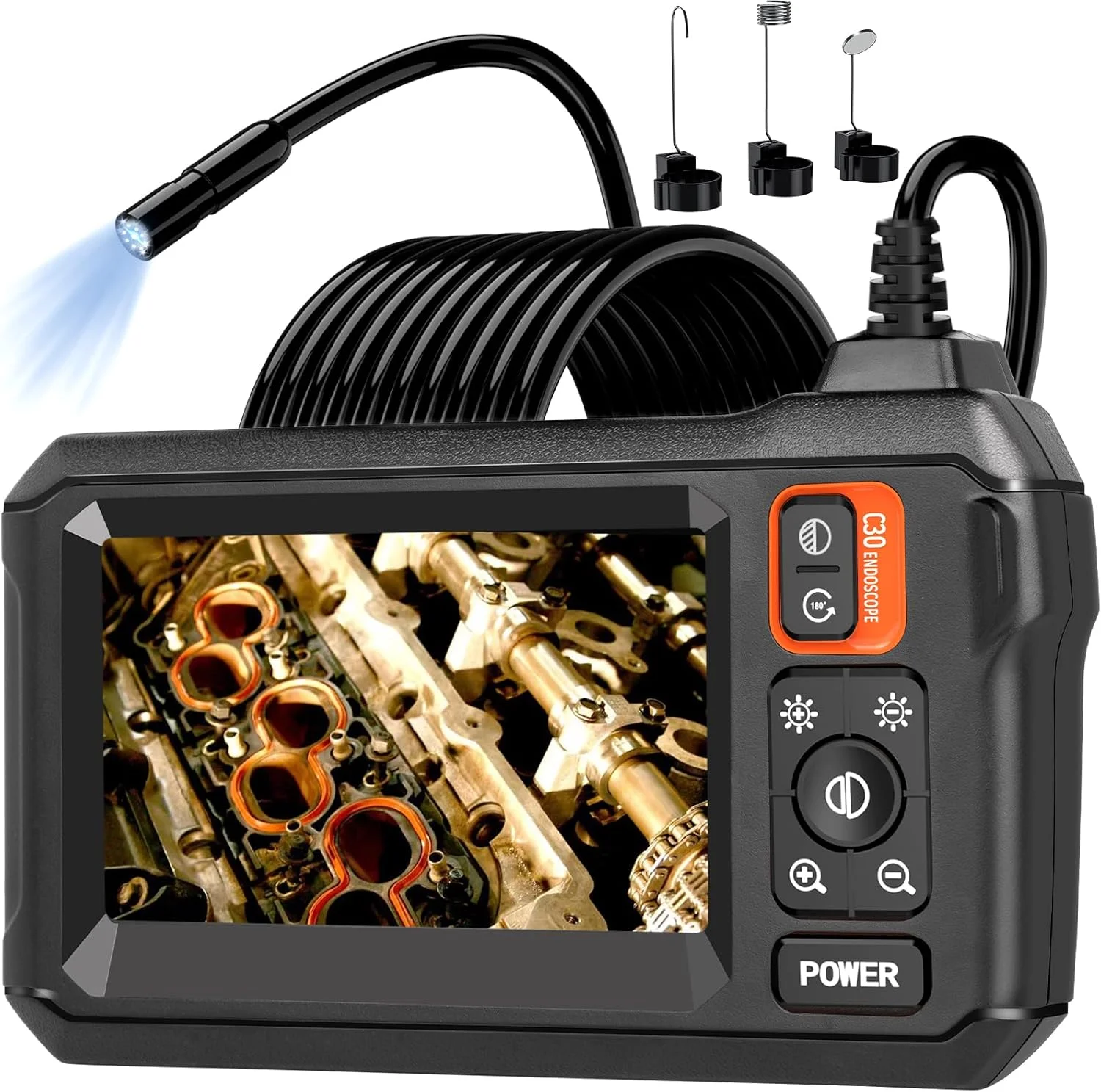 دوربین آندوسکوپی با نور، دوربین بازرسی با صفحه نمایش 4.3 اینچی IPS، کیفیت 1080P HD با 8 چراغ LED، کابل نیمه سخت 5 متری، ابزار و وسایل مردانه دوربین آندوسکوپی با نور، دوربین بازرسی با صفحه نمایش 4.3 اینچی IPS، کیفیت 1080P HD با 8 چراغ LED، کابل نیمه سخت 5 متری، ابزار و وسایل مردانه